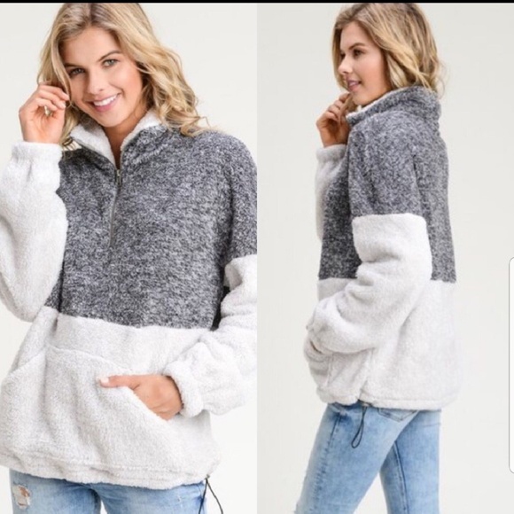 Last one!!!  Soft two tone zip up sweater - Picture 2 of 2